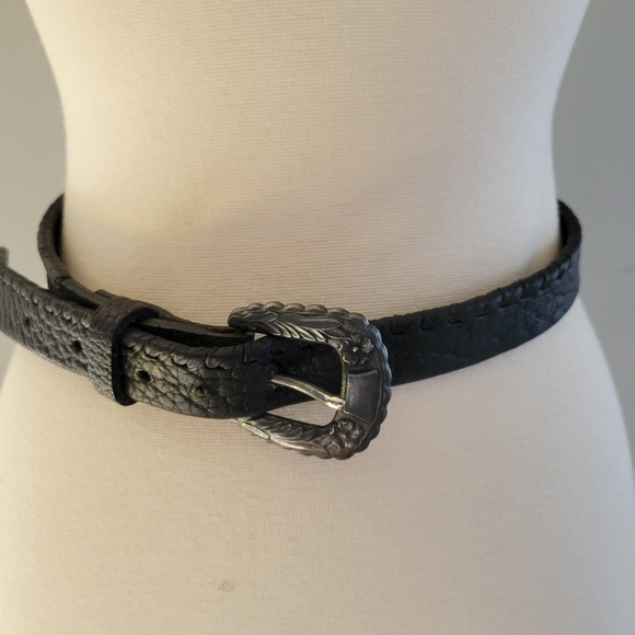Gilles Herve Paris Accessories - Gilles Herve‎ Paris Women’s Black Leather Side Stitched Belt
